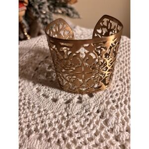 Filigree Gold Tone Vintage Style Wide Cuff Bracelet